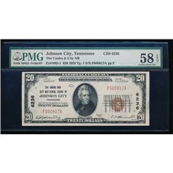 1929 $20 Johnson City National Bank Note PMG 58EPQ