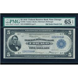 1918 $5 Chicago Federal Reserve Bank Note PMG 65EPQ