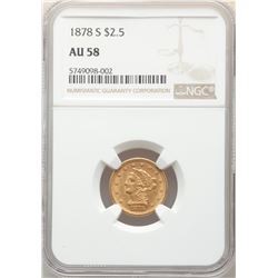 1878-S $2.5 Liberty Head Quarter Eagle Coin NGC AU58