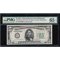 1934 $5 Richmond Federal Reserve Note PMG 65EPQ