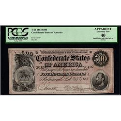 1864 $500 Confederate States of America T-64 PCGS 40