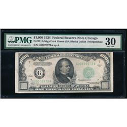 1934 $1000 Chicago Federal Reserve Note PMG 30