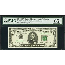 1963A $5 St Louis Federal Reserve STAR Note PMG 65EPQ