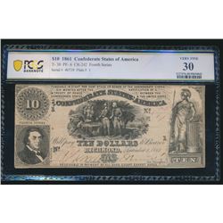 1861 $10 Confederate States of America T-30 PCGS 30