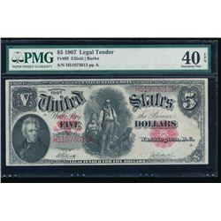 1907 $5 Legal Tender Note PMG 40EPQ