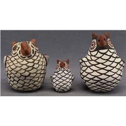 ZUNI INDIAN POTTERY OWLS