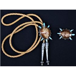 NAVAJO INDIAN BOLO AND EARRINGS