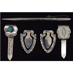 NAVAJO INDIAN SILVER BOOK MARKS AND PEN