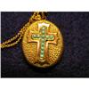 Image 1 : Gold-filled Locket with Turquoise Cross #1289168