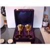 Image 1 : Brass goblets,pr. in original velvet  case #1289250