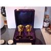 Image 1 : Brass goblets,pr. in original velvet  case #1289250