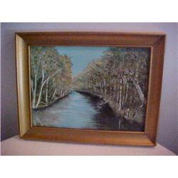 Painting, River lined by White Birch trees #1289300