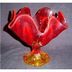 American Amberina Glass Footed Bowl #1289576