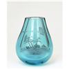 Image 1 : Chinese Acqua Color Thick Etching Glass Vase #1308321