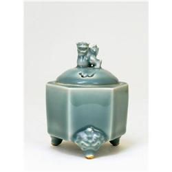 Japanese Celadon Imari Studi Fu Dog Lion Censer#1308322