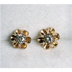 Estate Diamond Stud Earrings round solitaire #1308648