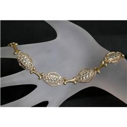 Estate Yellow & White Gold Diamond Cut Bracelet#1308655