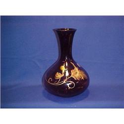 Fenton Gold Leaves on Aubergine 9 1/2"  Vase #1308964