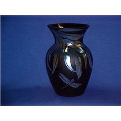 Fenton Dragonflies on Ebony Favrene 7" Vase #1308973