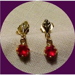 Vintage 14K Dangle Dark Pink  Garnet Earrings  #1308977