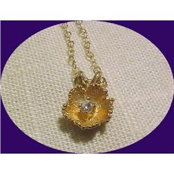 14k Gold Chain Necklace Diamond Flower pendant #1308978