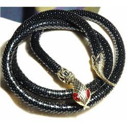 Black & Goldtone Snake Belt with Red Eyes  #1308993