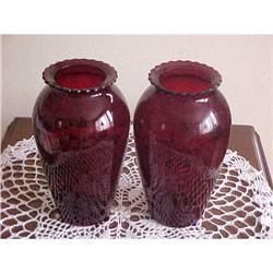 Ruby Color Vases (2); Anchor Hocking #1309160