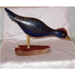 Hand Carved Blue Roadrunner Signed Bird #1309246