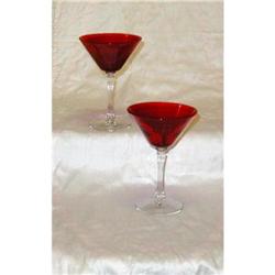 12  Morgantown Empress Red Martini Glasses #1309250