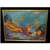 Image 1 : Rooster Oil Painting Signed Max Well #1314980