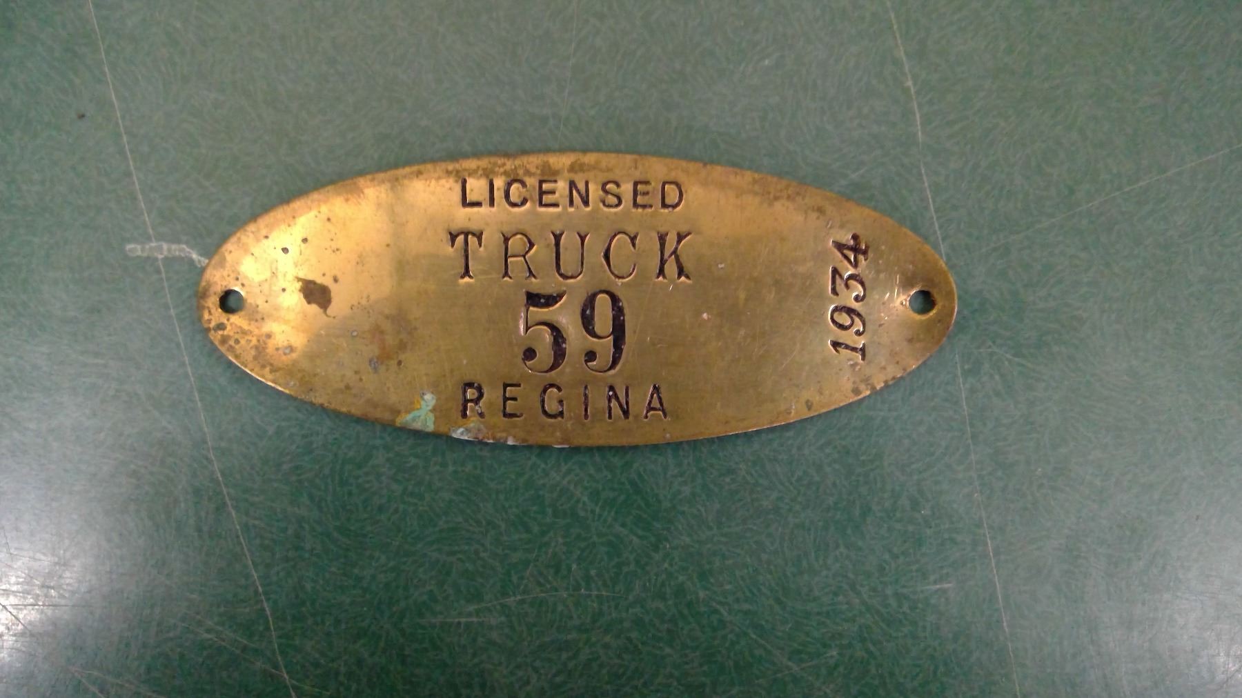 Regina 1934 Truck Tag - Rare