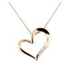 Image 2 : 0.06 ctw Diamond Heart Shaped Pendant with Chain - 14KT Rose Gold