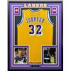 Image 1 : MAGIC JOHNSON SIGNED 30X38 FRAMED LAKERS JERSEY (PSA/DNA COA)