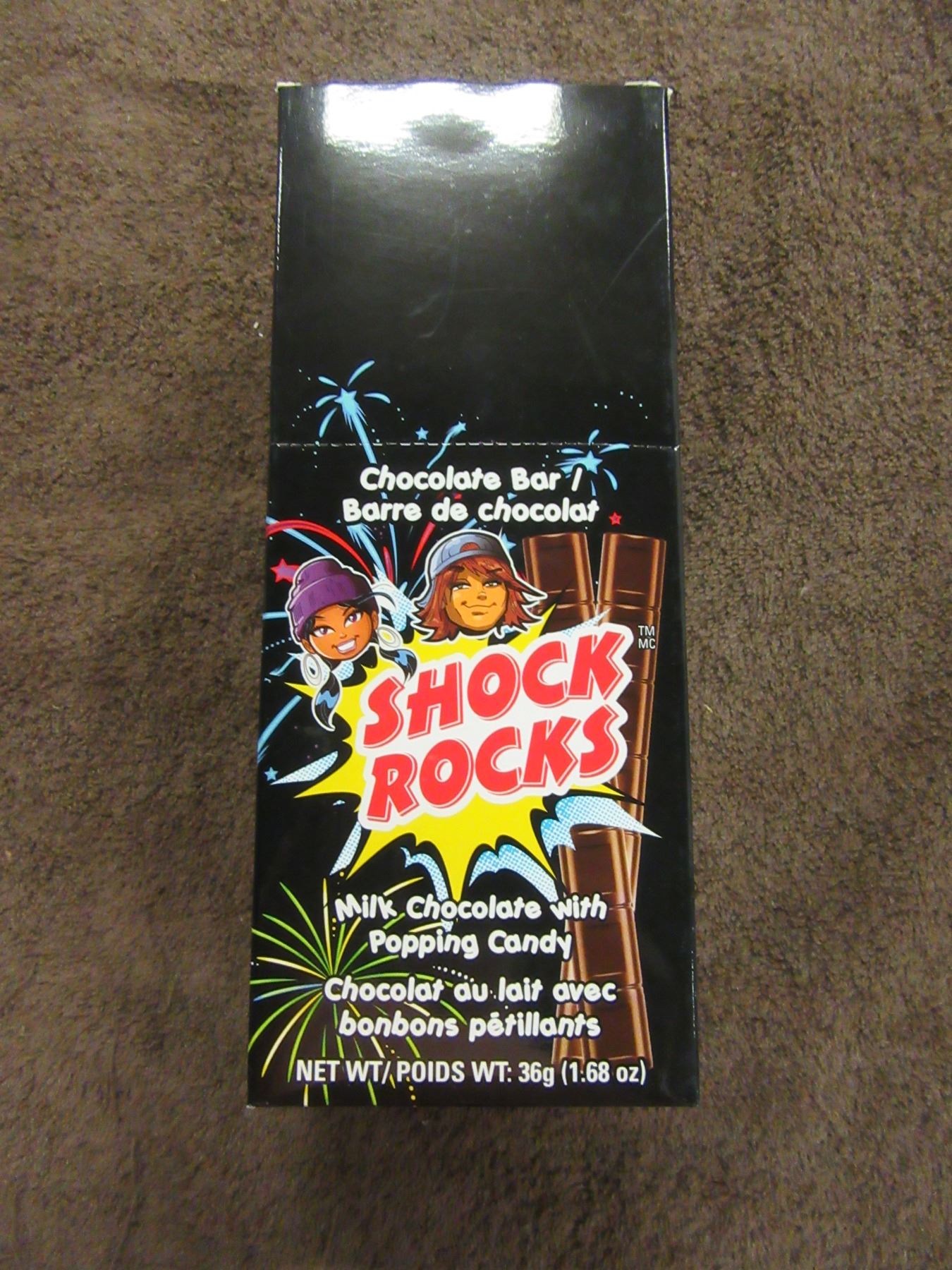 SHOCK ROCKS CHOCOLATE & POPPING CANDY (24 STICKS) - PER BOX