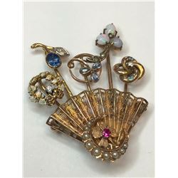 10K Yellow Gold Tie Pin Brooch