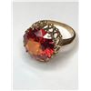 Image 2 : 10K Yellow Gold Synthetic Flame Sapphire Ring