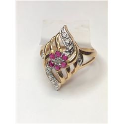 10K Yellow and White Gold Ruby Ring