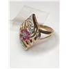 Image 2 : 10K Yellow and White Gold Ruby Ring