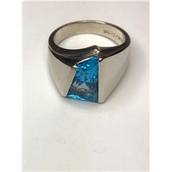 10K White Gold Blue Topaz Ring