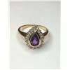 Image 1 : 10K Yellow Gold Amethyst and Diamond Ring