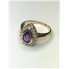 Image 2 : 10K Yellow Gold Amethyst and Diamond Ring