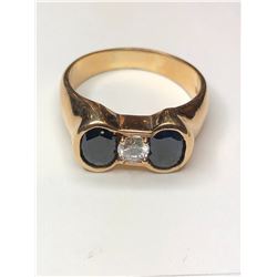10K Yellow Gold Sapphire and Cubic Zirconia Ring