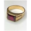 Image 2 : 10K Men's Yellow Gold Synthetic Ruby Ring