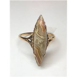 10K Yellow Gold Agate Ring
