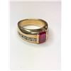 Image 3 : 14K Yellow Gold Synthetic Ruby Ring