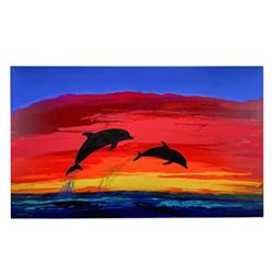 Wyland, "Sunset Magic" Hand Signed Original Painting on Canvas with Letter of Authenticity.