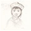 Image 2 : Edna Hibel (1917-2014), "Chu Lu" Limited Edition Lithograph with Remarque, Numbered and Hand Signed 