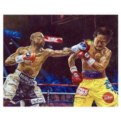 Turchinsky Dimitry, "Mayweather Vs Pacquiao" Hand Signed Mixed Media on Canvas with Letter of Authen