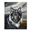 Image 1 : Martin Katon, "Black Wolf" Original Oil Painting on Canvas, Hand Signed with Letter of Authenticity.