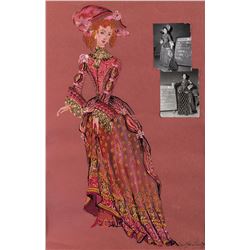 Barbara Rush “Princess Lucia” costume sketch by Jay Morley for Kiss of Fire.